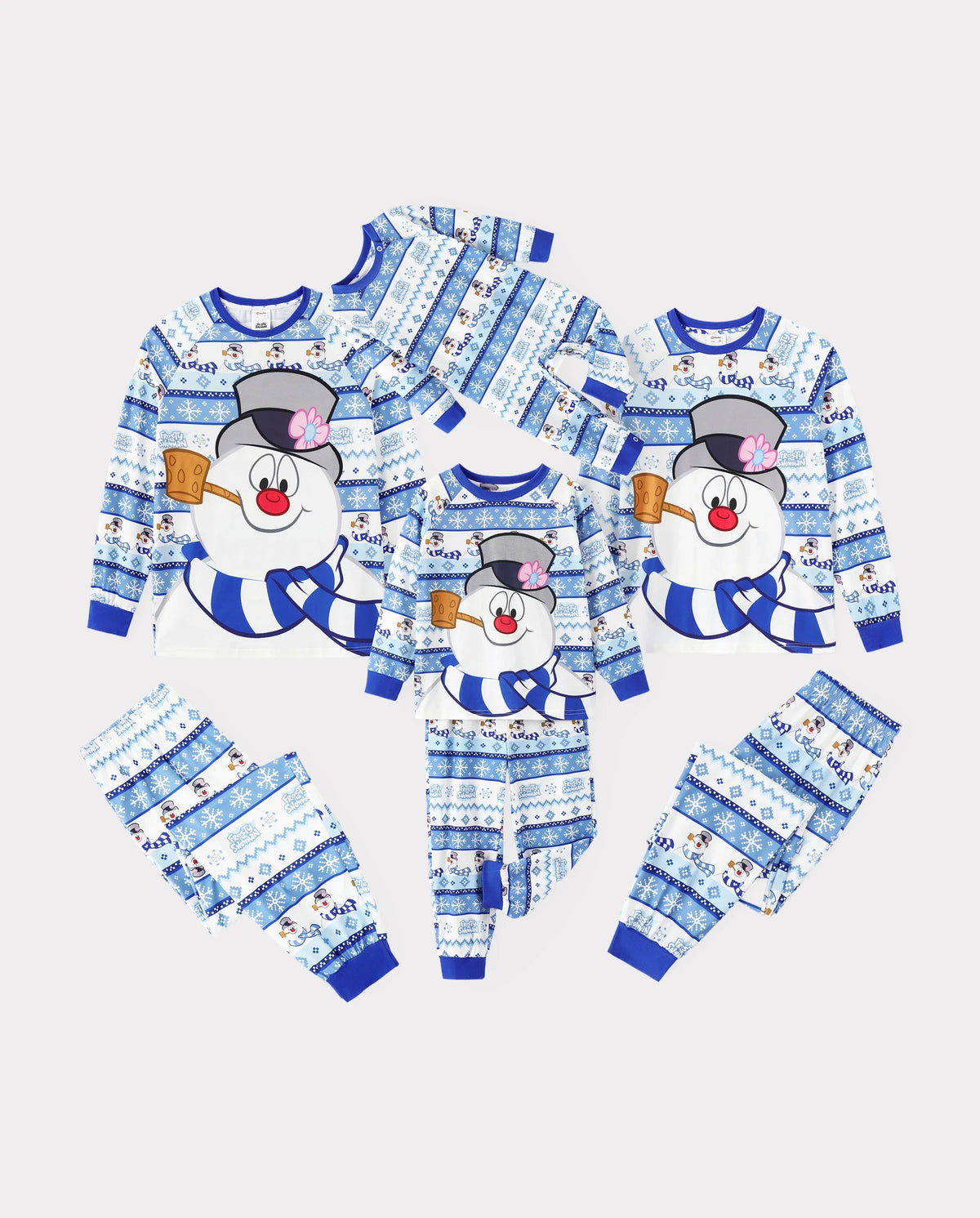 PatPat Frosty the Snowman Family Matching Christmas Pajamas Fair Isle Blue