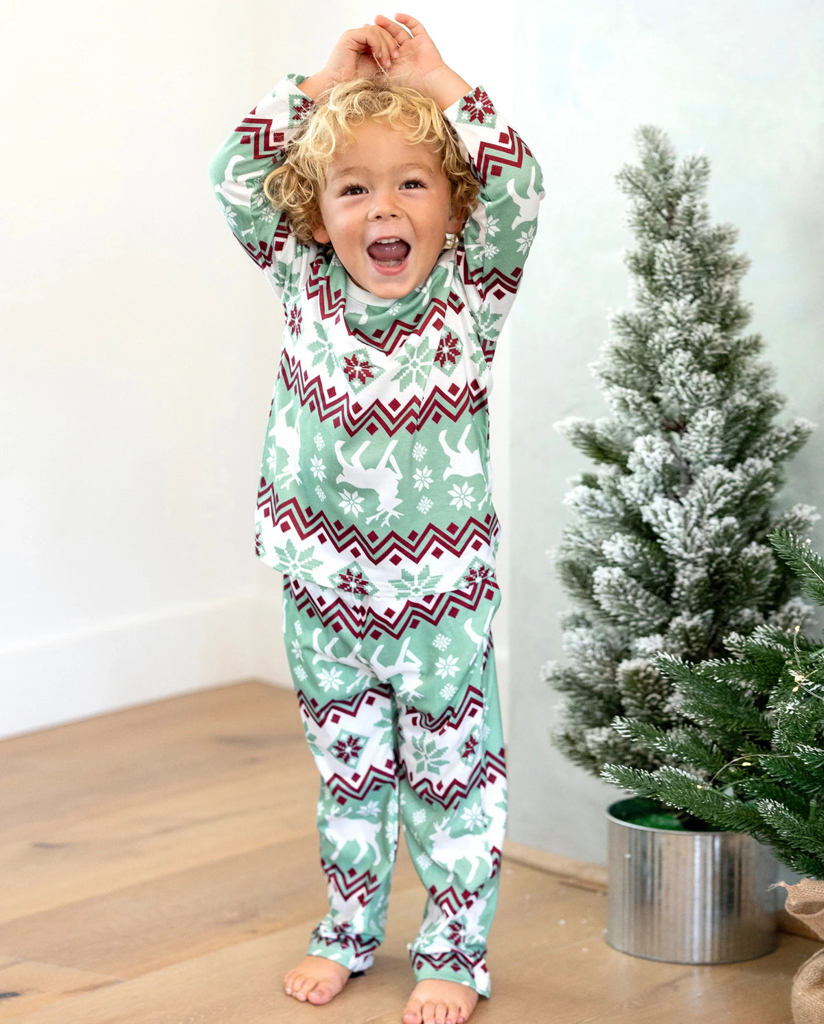 PatPat Family Matching Christmas Pajamas Reindeer Print Light Green