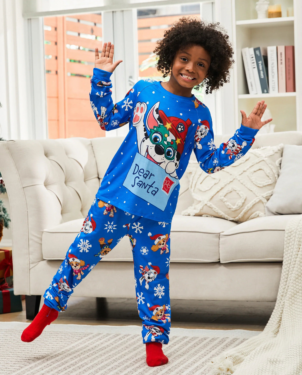 PatPat PAW Patrol Family Matching Christmas Pajamas Santa Hat Graphic Blue & Red