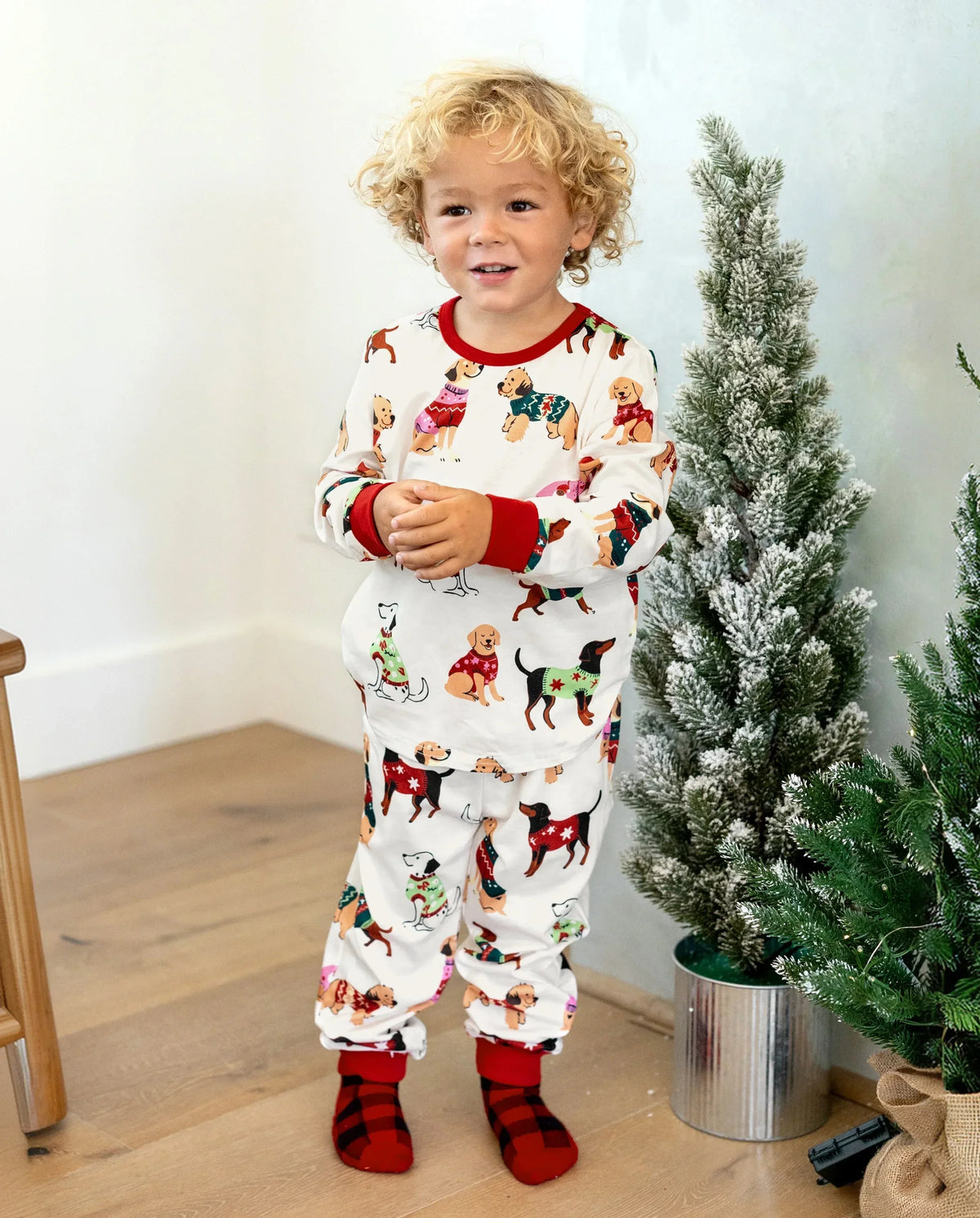 PatPat Family Matching Christmas Pajamas Festive Dog Print Cream