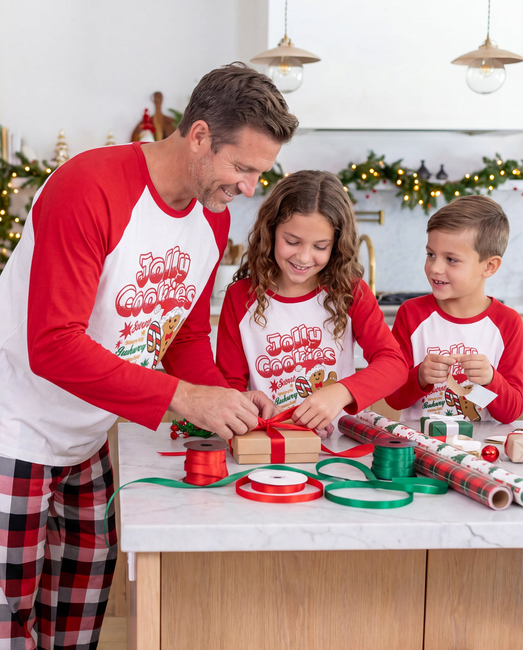 PatPat Matching Family Christmas Pajamas Gingerbread & Plaid Print Red