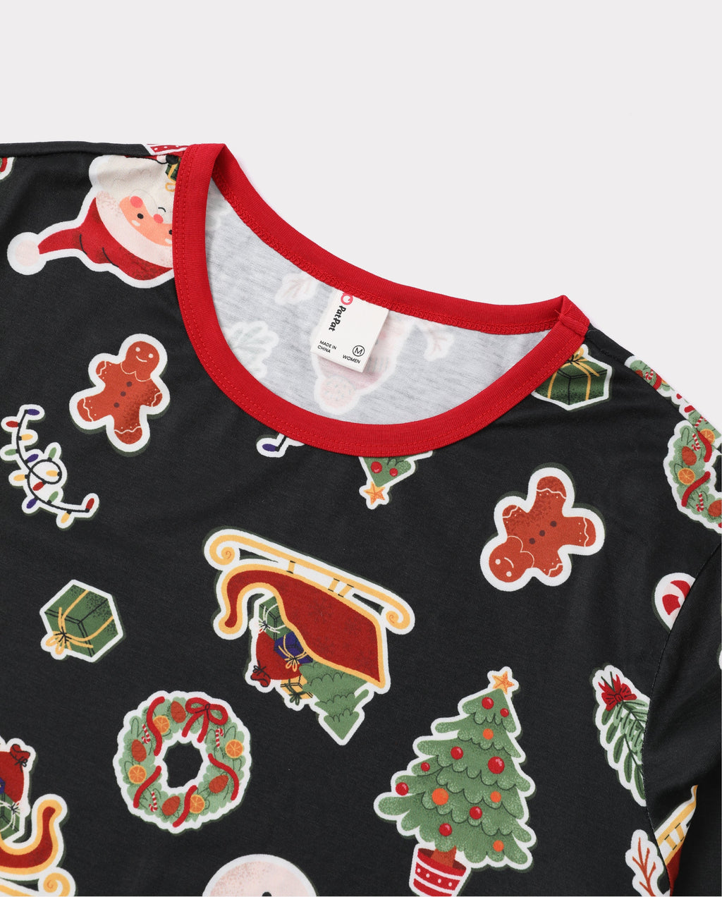 PatPat Family Matching Christmas Pajamas Christmas Tree & Gingerbread Print Black