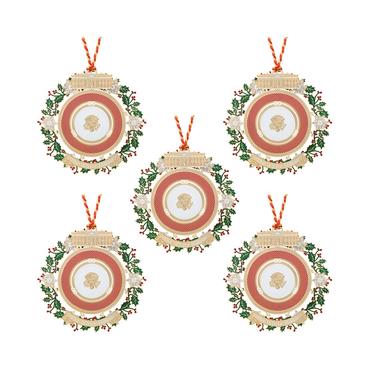 Official 2025 White House Christmas Ornament – 5 Piece Bundle