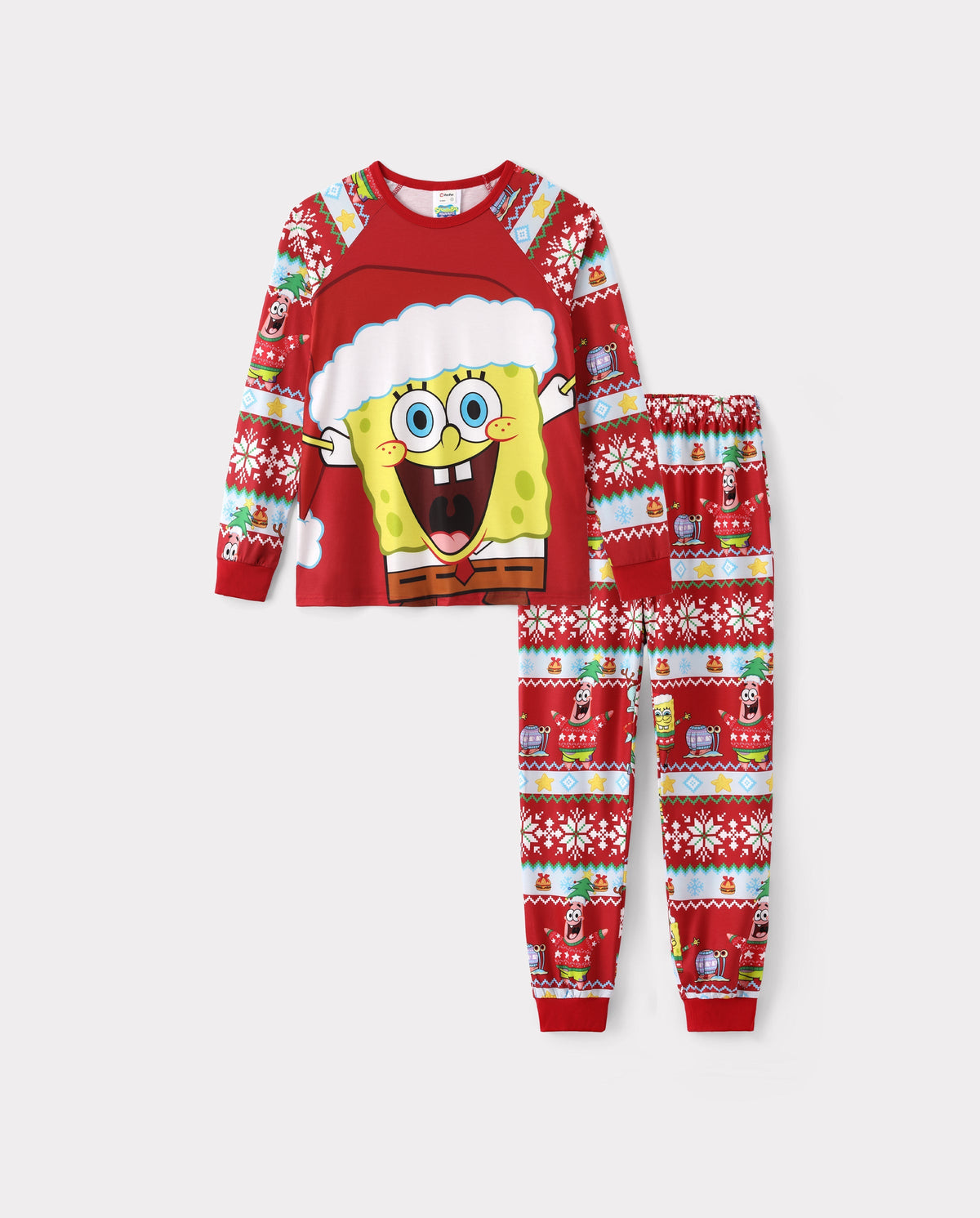 PatPat SpongeBob SquarePants Matching Family Christmas Pajamas Santa Hat Character Print Red Plus Size