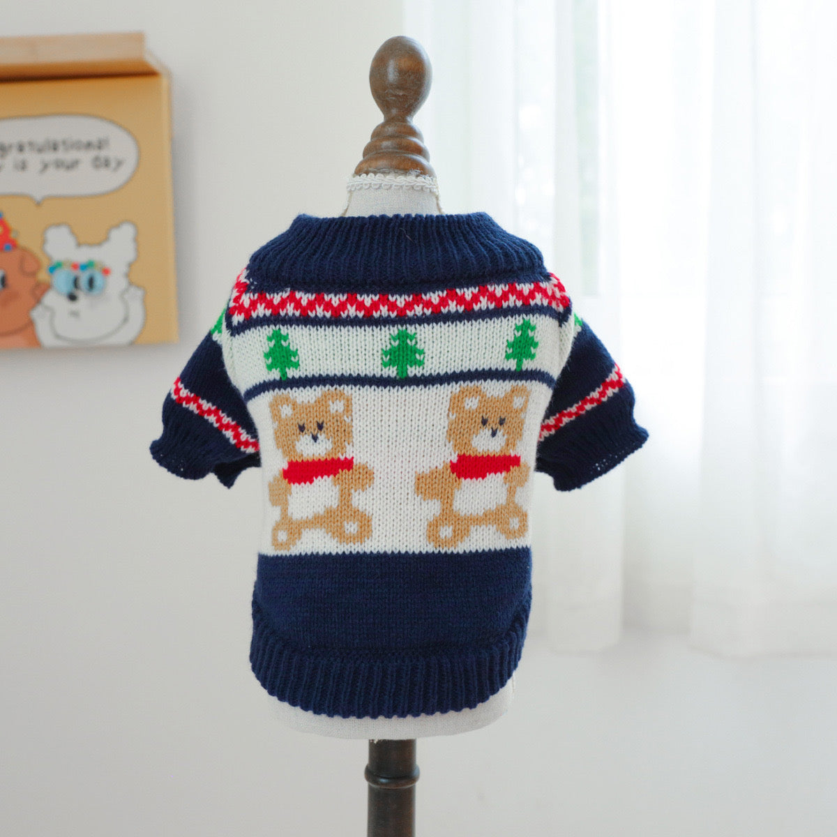 Christmas Elk/Bear Printed Knitted Dog Cat Sweater