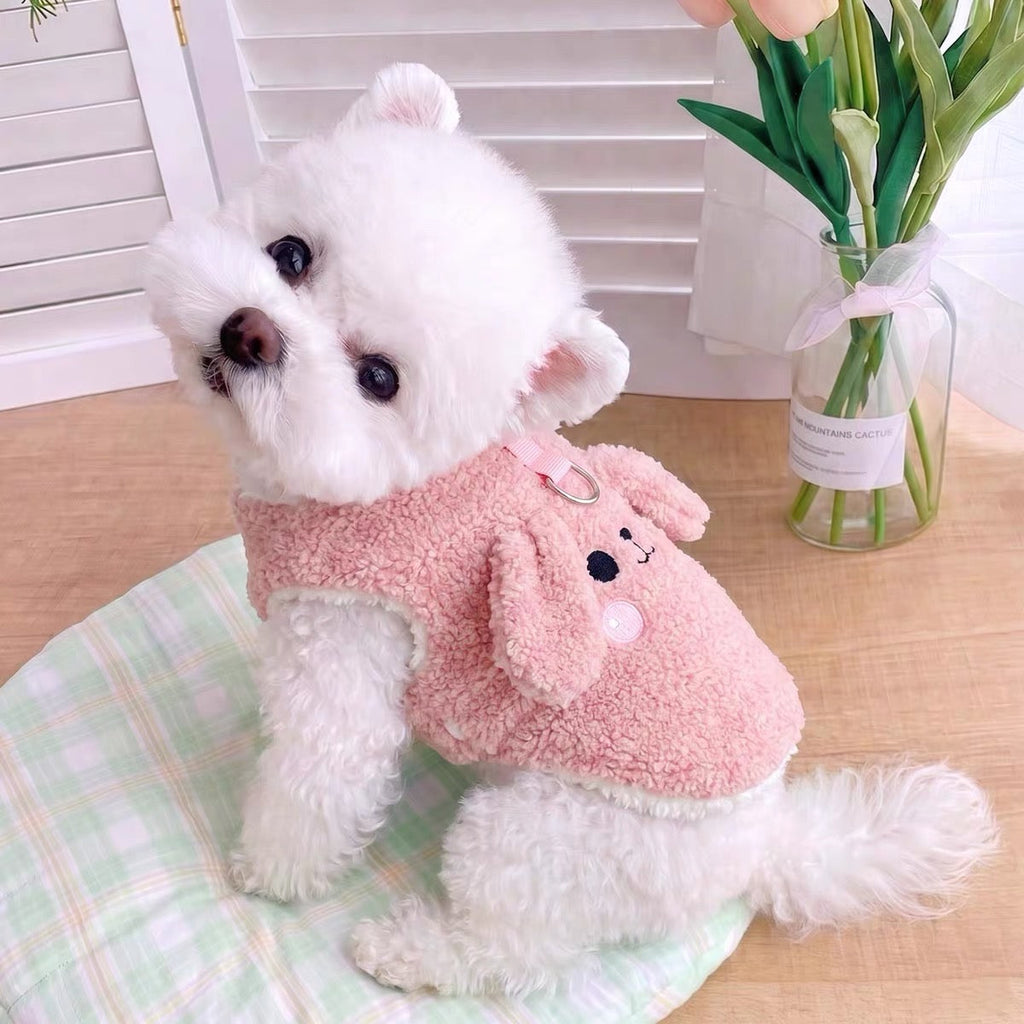 Puppy Face Soft Fleece Dog Cat Vest Harness