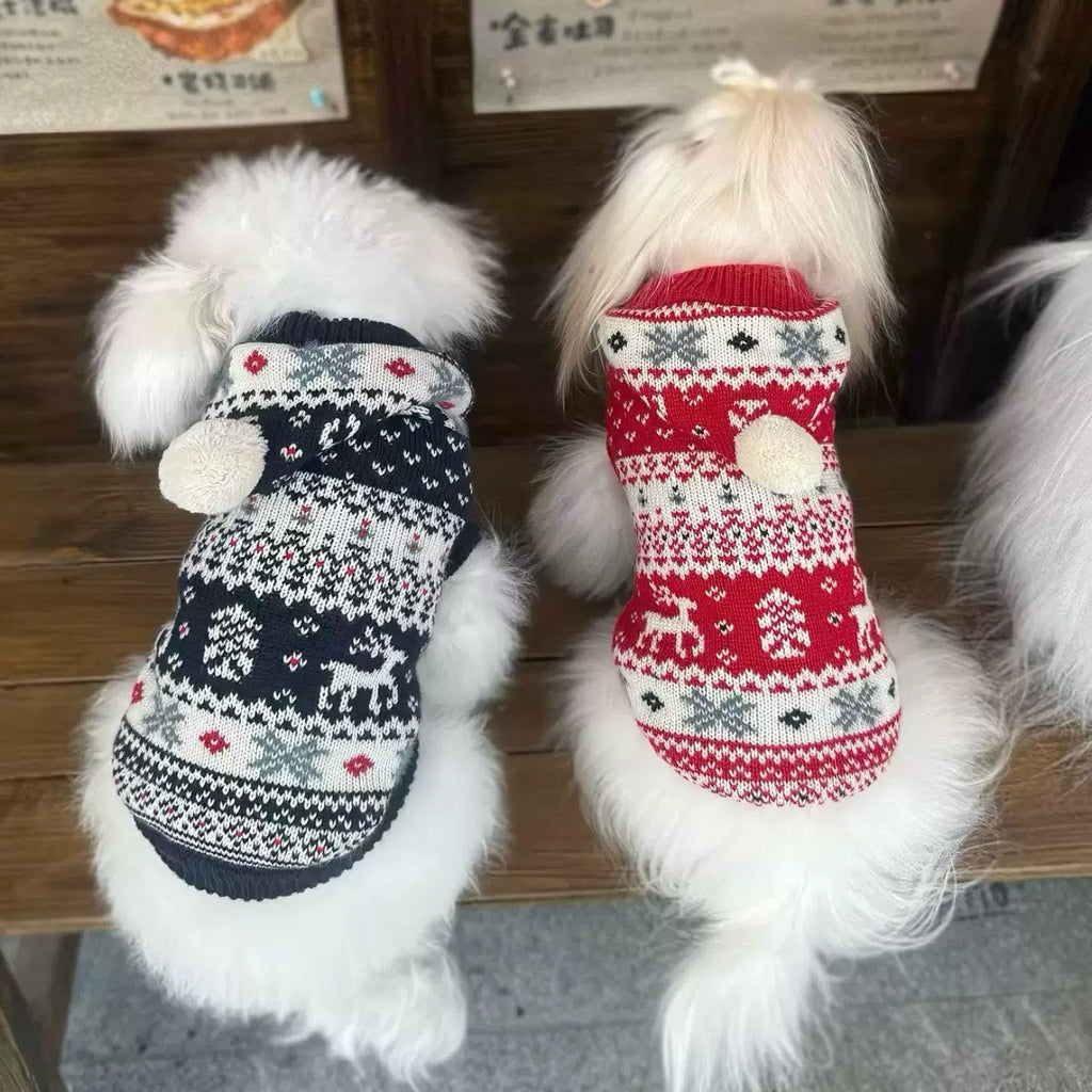Christmas Elk Warm Knitted Dog Cat Hoodie