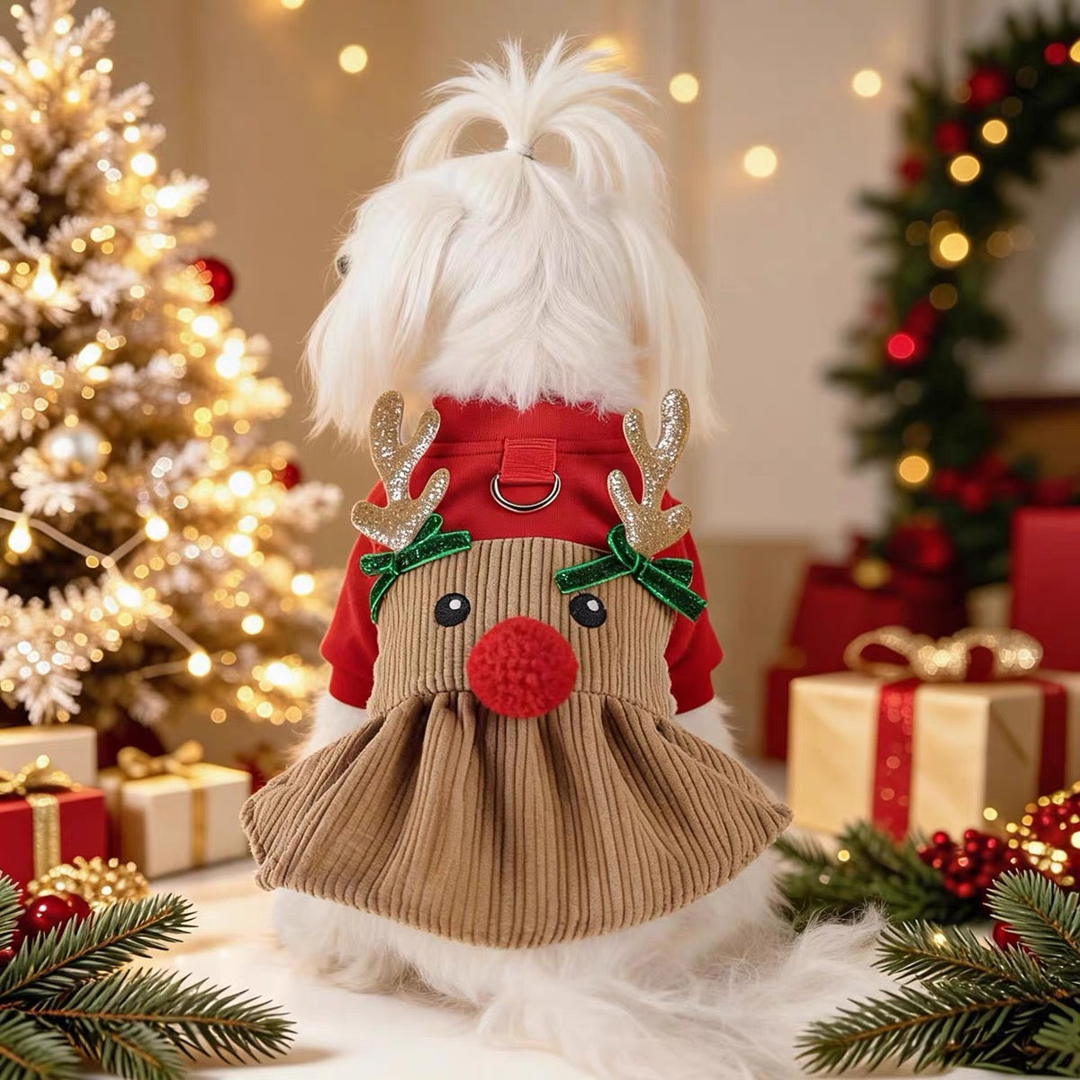 Christmas Elk Shape Dog Cat Dress Harness