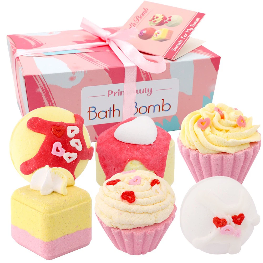 Cake Shape Bath Bomb Set, Essential Oil Bubble Bath Fizz Balls Gift Kit