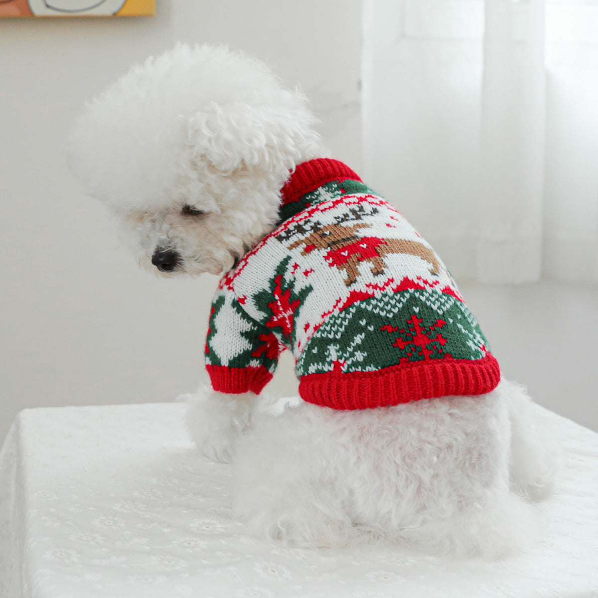 Christmas Elk/Bear Printed Knitted Dog Cat Sweater