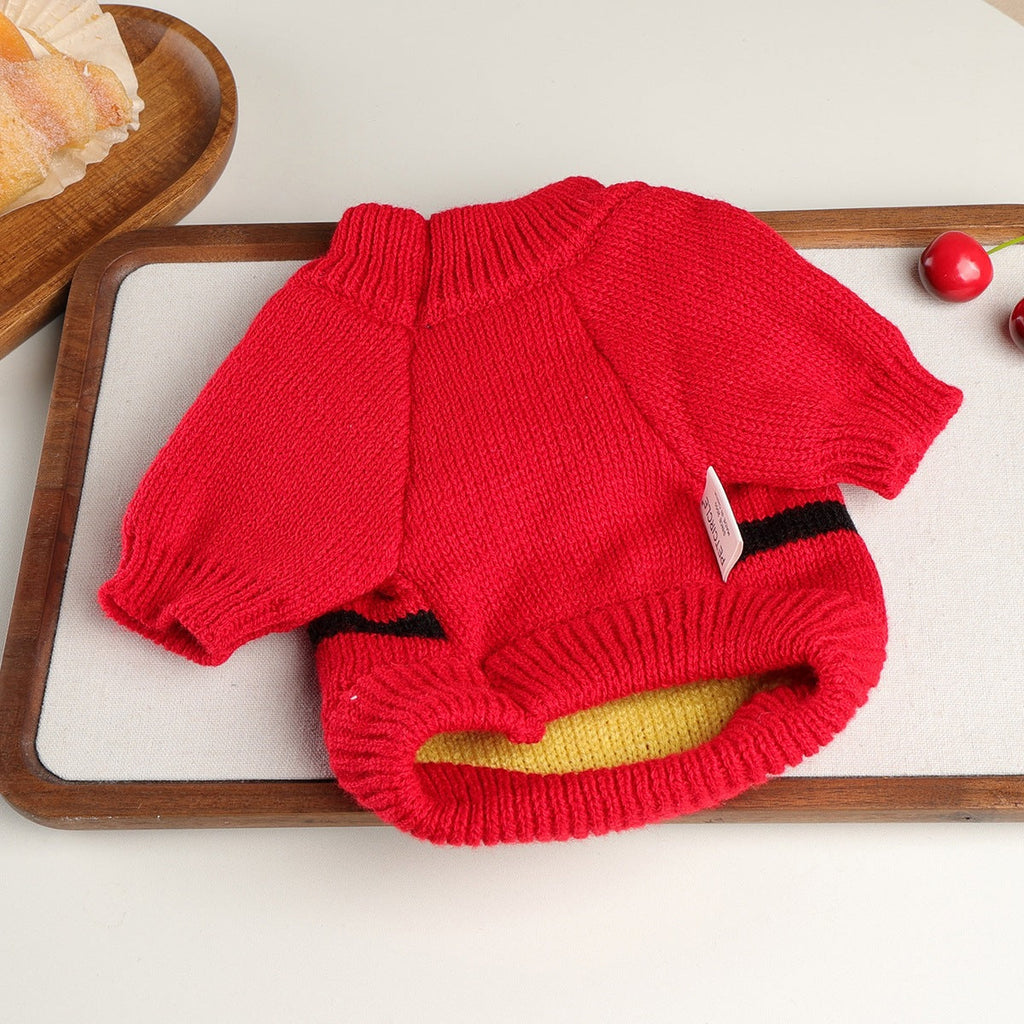 Christmas Santa Bow Dog Cat Knitted Sweater