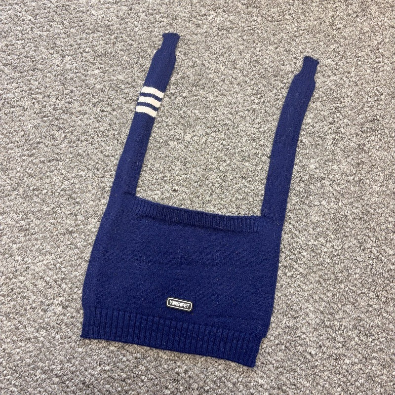 Warm Striped Knitted Dog Jumpsuits Cape