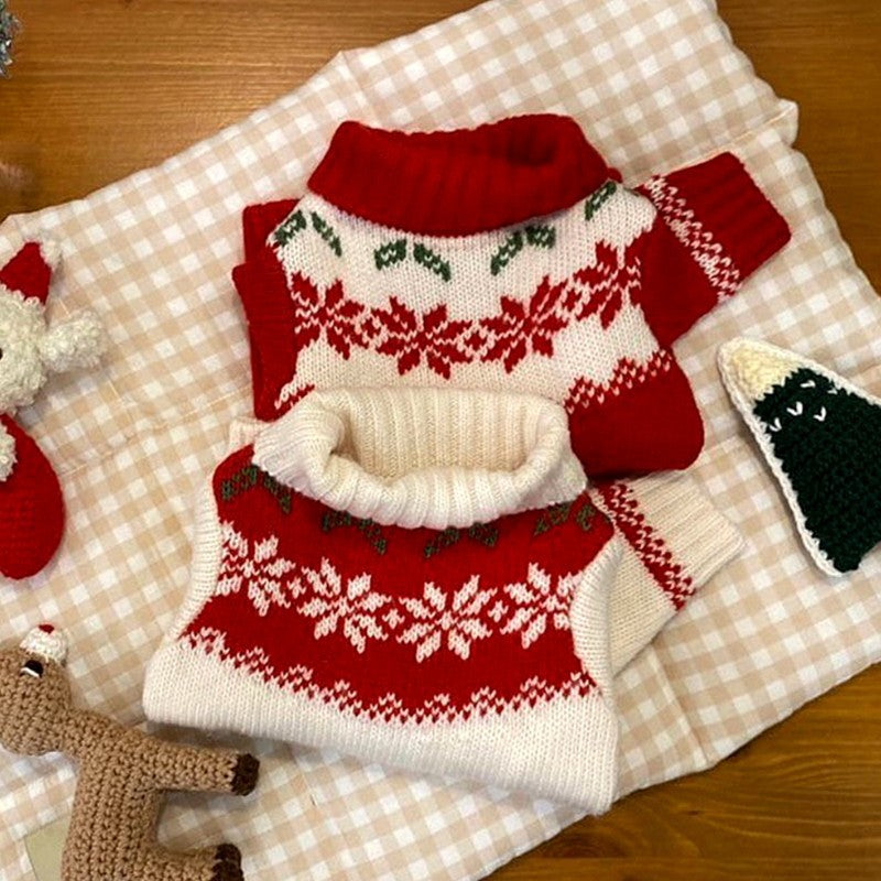 Christmas Snowflake Color Block Dog Cat Sweater