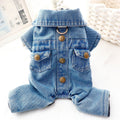 Denim Buttoned Fleece Dog Jacket Jumpsuits