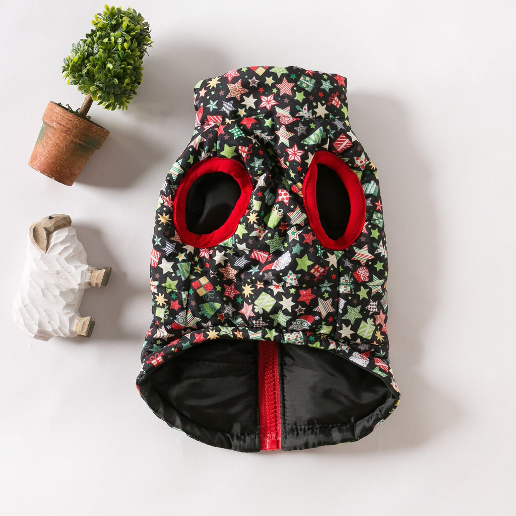 Christmas Star&Santa Printed Dog Jacket Vest