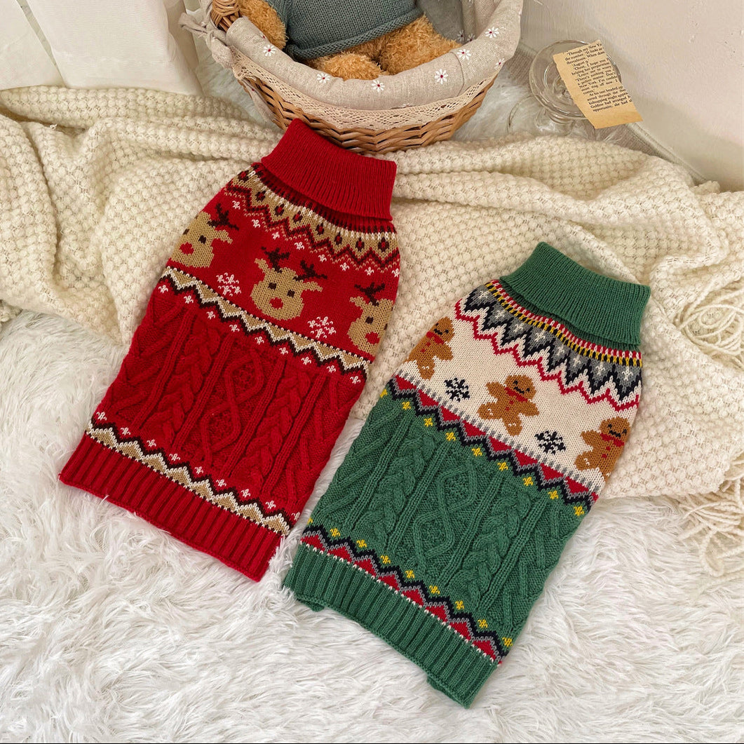 Christmas Elk Gingerbread Man Dog Cat Sweater