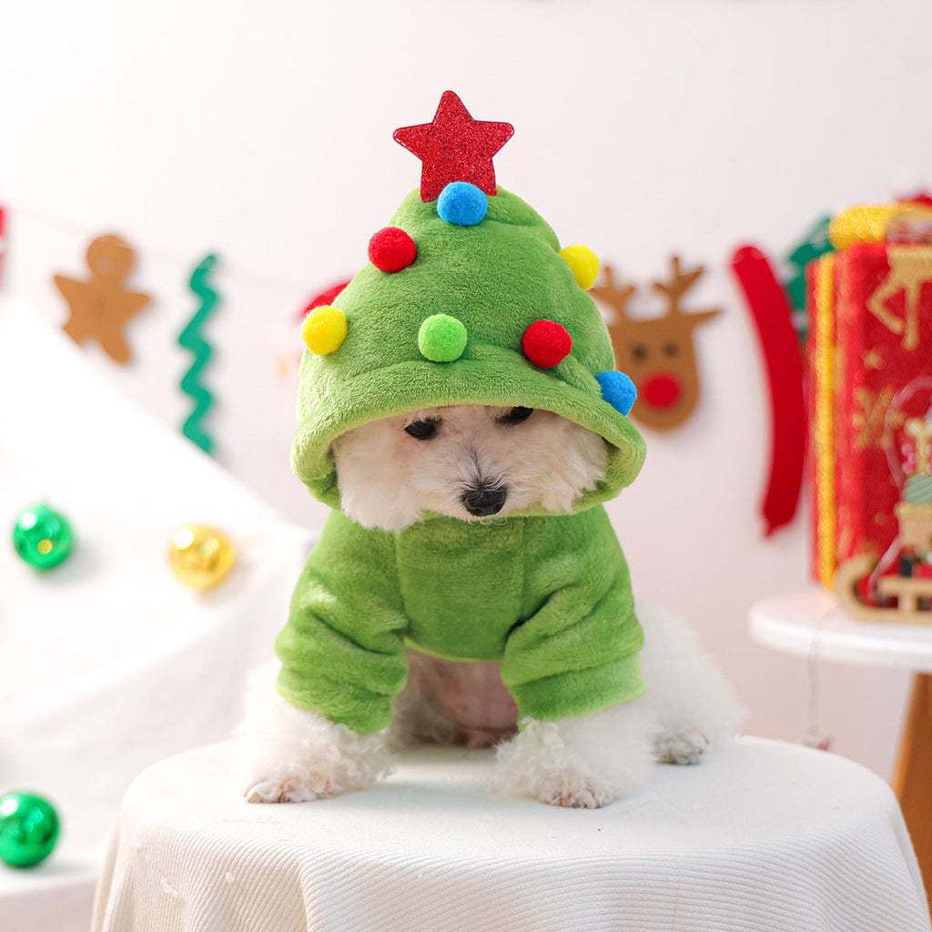 Christmas Tree Fleece Hooded Dog Cat Hoodie