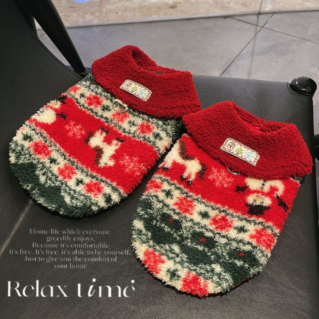 Fleece Christmas Pattern Dog Cat Vest Harness