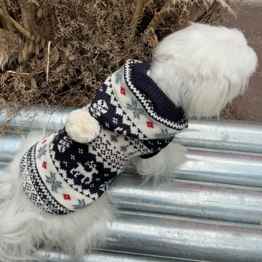 Christmas Elk Warm Knitted Dog Cat Hoodie