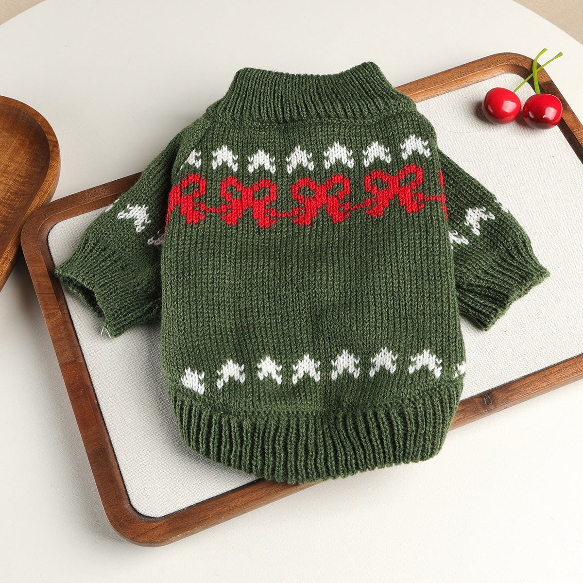 Christmas Santa Bow Dog Cat Knitted Sweater