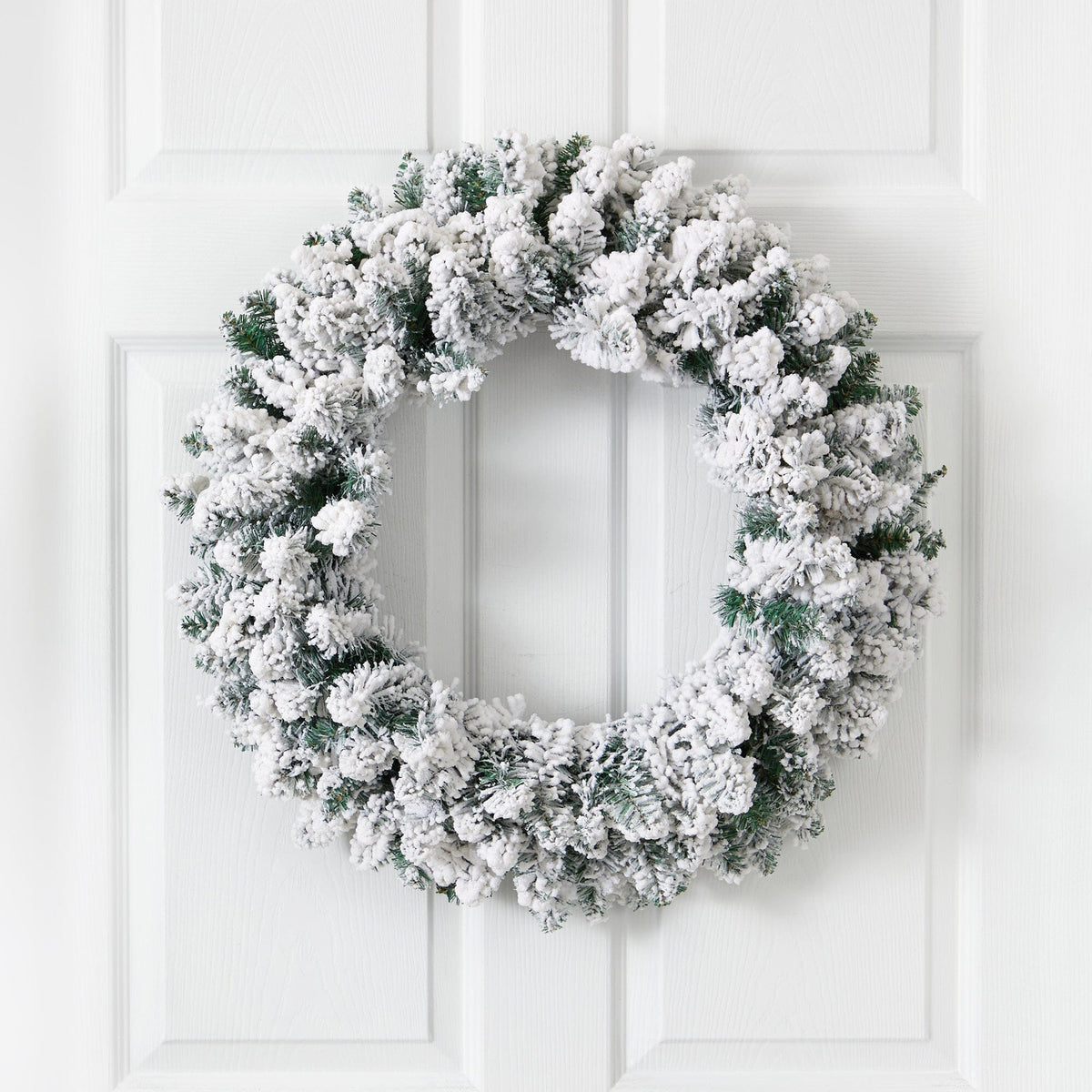 24-Inch Flocked Christmas Wreath with Pinecones and 35 Warm LED Lights - Pinecone Christmas Wreath