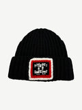 Chanel Black CC Square Emblem Ribbed Knit Cashmere Beanie
