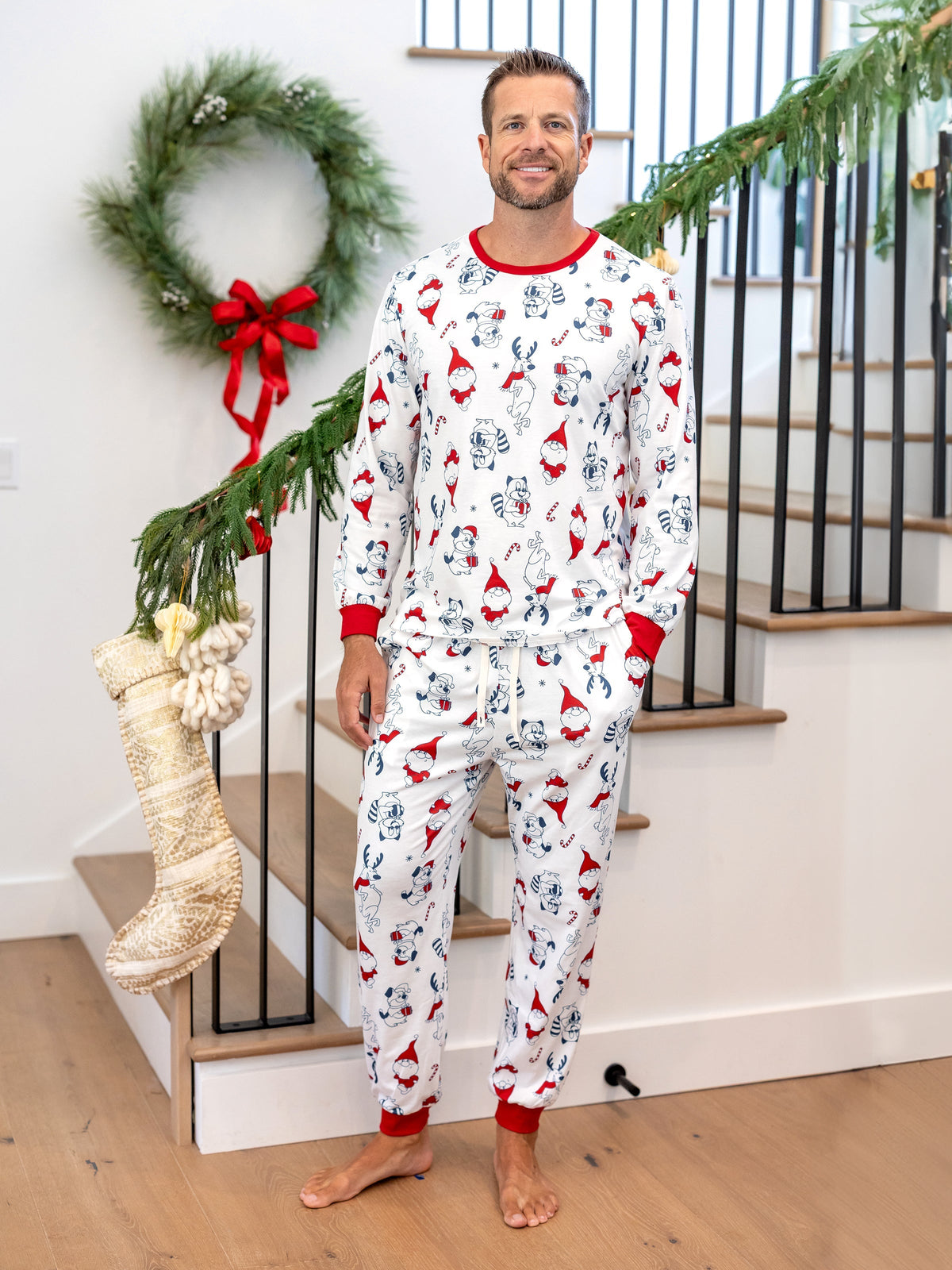 PatPat Family Matching Christmas Pajamas Gnome Print White