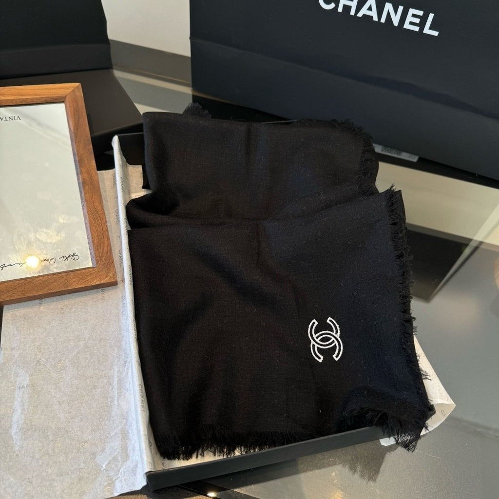 Chanel Fringe-Trim Cashmere Scarf